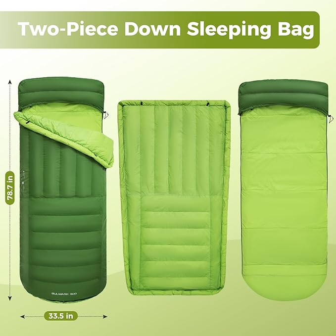 ATEPA Down Sleeping Bag, Recycled 650FP 4 Season Summer & Winter Compact Rectangle Lightweight Waterproof Wearable Sleeping Bag with Compression Sack for Camping Backpacking Hiking