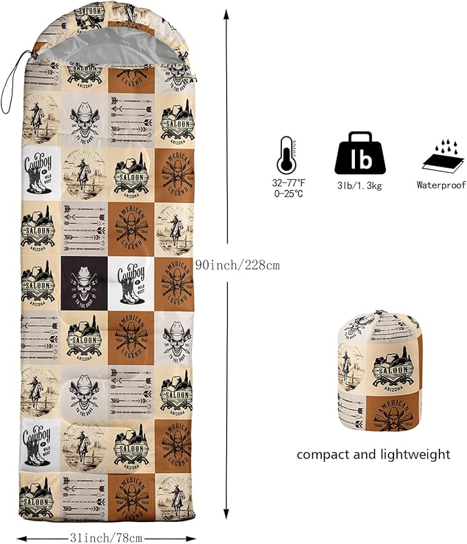 Sleeping Bags for Adults and Kids,3D Printing Camping Sleeping Bag for Girls Boys Lightweight Waterproof Cold/Warm 3-Season,Outdoor Travel with Compression Bags