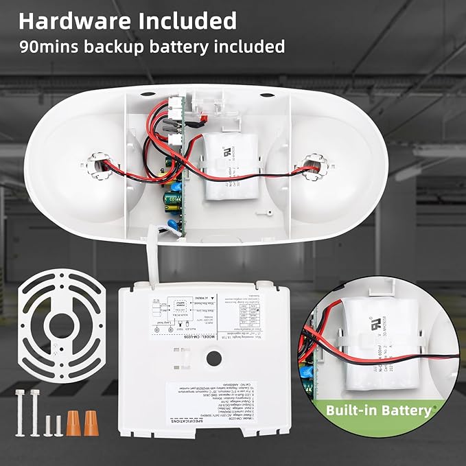 RMC LED Emergency Lights with Battery Backup, Two Head Adjustable Commercial Emergency Lighting, AC120-277V, Hardwired Emergency Exit Light Fixtures for Home and Business, ETL Listed, 10 Pack