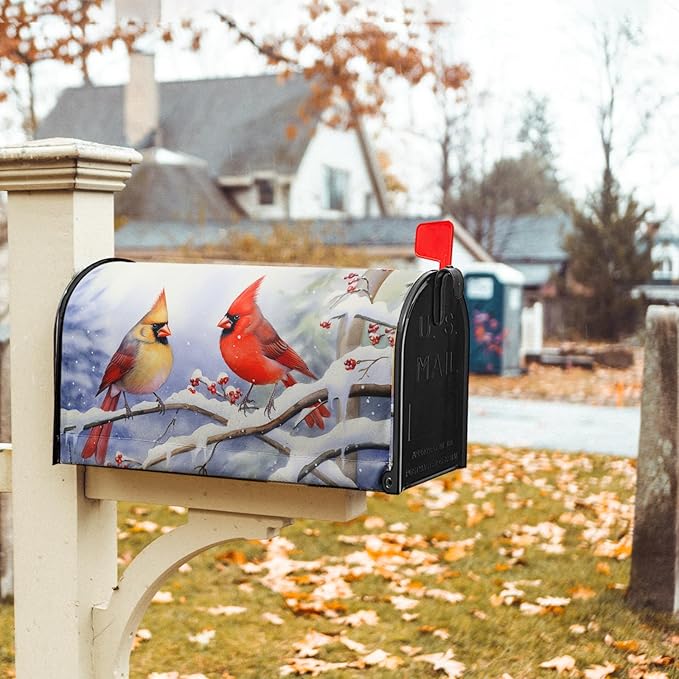 Winter Mailbox Cover - Magnetic, Waterproof, Dust-Proof, Holiday Letter Box Cover - Standard Size 25.5x21 in for Garden Home