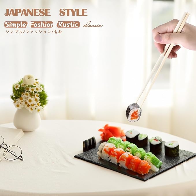 100 pairs disposable bamboo Chopsticks |Japanese Style With Paper Band Separated,9.45in for Sushi & Asian Dishes