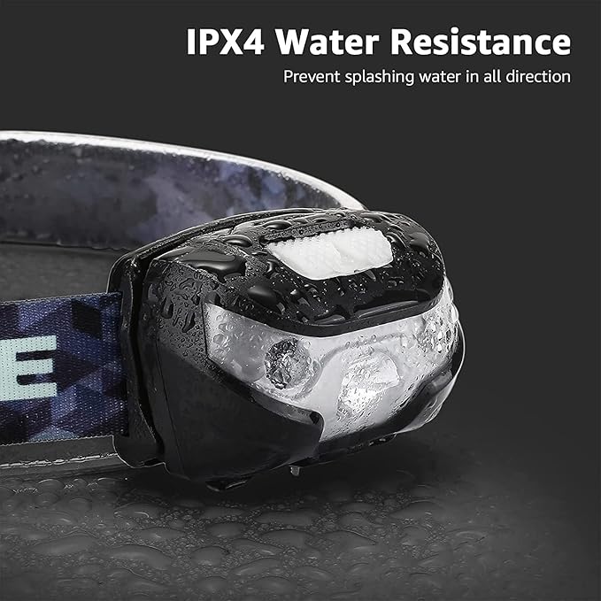 Lepro LED Headlamp Rechargeable - Super Bright Head Lamp with 5 Modes for Camping & Hiking Gear Essentials, IPX4 Waterproof Headlight Flashlight with Red Light, USB Cable Included