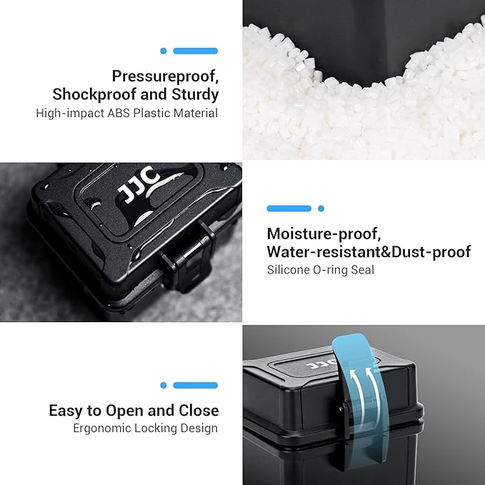 JJC Portable Camera Battery Memory Card Case,Battery Holder Organizer Box for 2x Canon LP-E17 LP-E12 LP-E10 Fuji NP-W126 NP-W235 Nikon EN-EL14A EN-EL25 Sony NP-FZ100 NP-FW50 DMW-BLG10 Battery and More