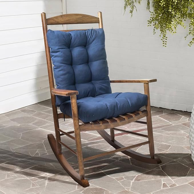 1 Pack Patio Chair Cushion, Rocking Chair Cushion Overstuffed Seat Back Cushion Pad for Outdoor Indoor, Navy Blue