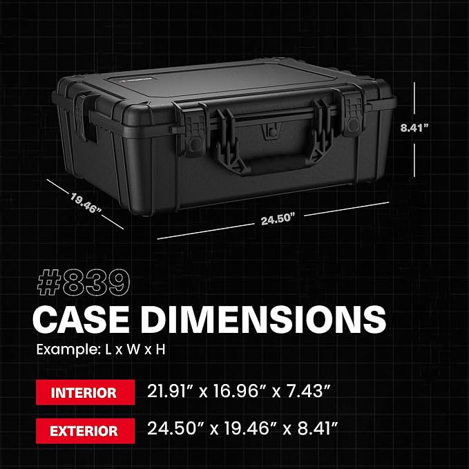 Condition 1 25" Large Waterproof Hard Case Model 839 with Foam, Portable Protective Storage Box for Travel, Hunting, Military, Tactical, Made in USA, 24.50"x 19.46"x8.41" Ranger Green