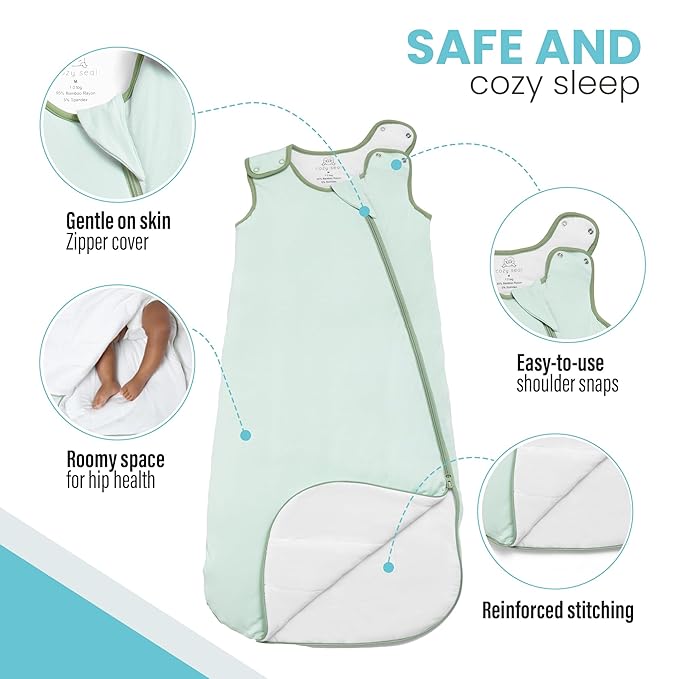 Rayon Made from Bamboo Sleep Sack 1.0 TOG 18-36 Months Unisex Baby Sleeping Bag with 2-Way Zipper Breathable Wearable Blanket Baby