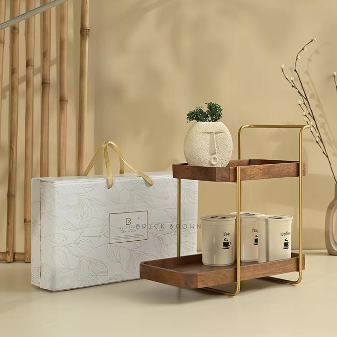 ®️ Handcrafted Premium Homeydo Organizer | Wooden Spice Rack | 2-Tier Kitchen Countertop | Cabinet Storage Shelf | Home Décor Display in Wood (18.0x10.6x18.1 Inch)