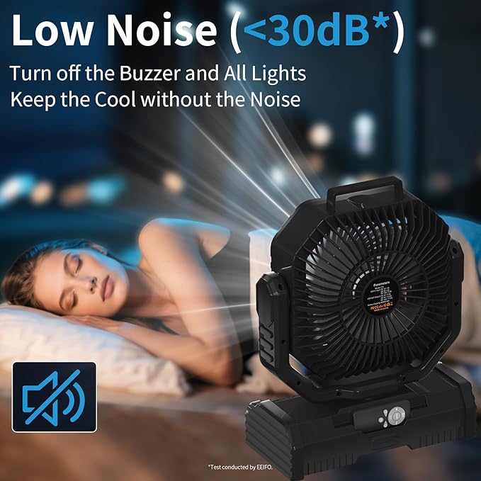 12 Inch Camping Fan,40000mAh Portable Fan with LED Lantern Light,Cool white & Warm White Dimmable Fans, Oscillating Fan with 360° Rotation Hanging Hook for Tents, Cordless USB Desk Fan(Black)