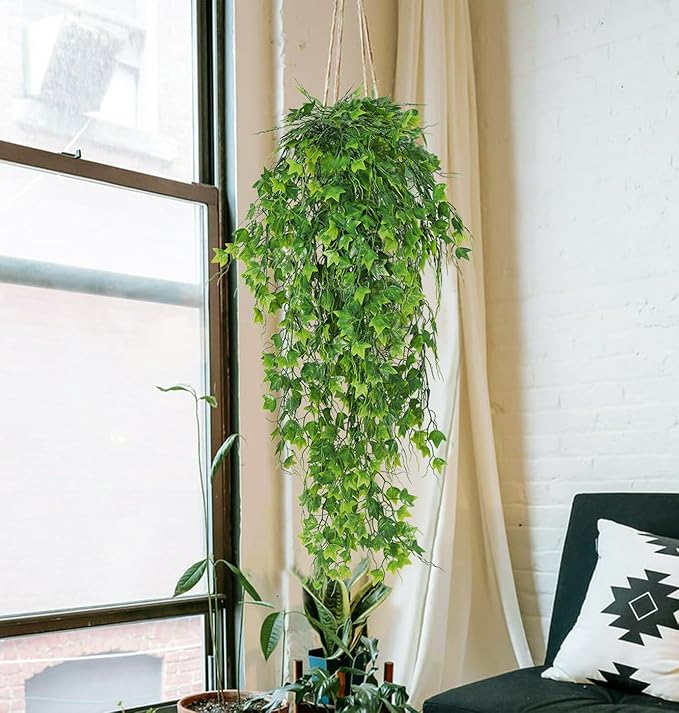 RECUTMS Artificial Plant Faux Plant Ivy Greenery Fake Hanging Plants Faux Greenery Plant Fake Ivy Leaf UV Resistant for Indoor Home Decor Outdoor Garden Yard Porch Wall Decoration 3 Packs(Green)