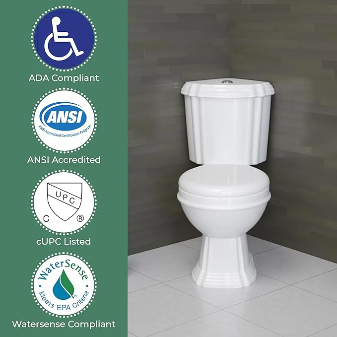 Renovators Supply Sheffield Corner 2-Piece Round Toilet 12", WaterSense Dual Flush, White Toilet With Slow Close Seat