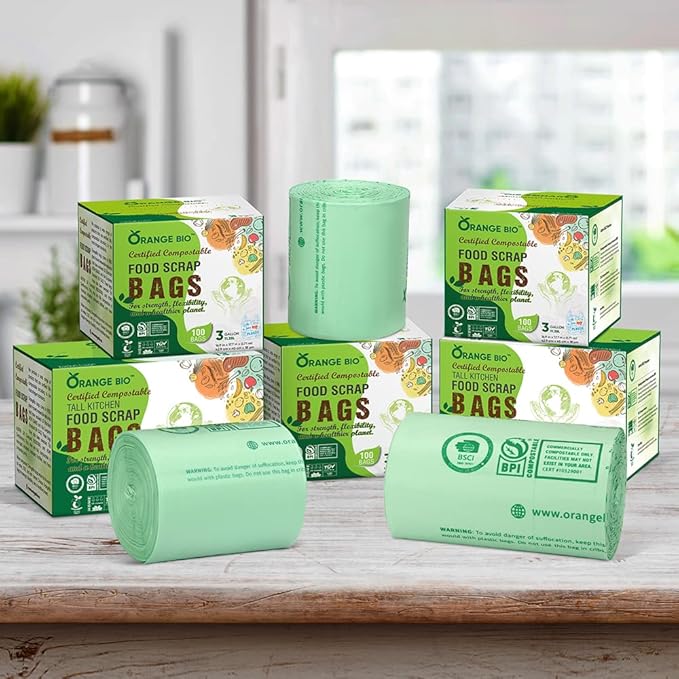 100% Certified Home Compostable Trash Bags, 55 Gallon, 60 Count, 1.57 Mils Extra Thick 38 x 58 Inches, 208 Liter, Compostable Liners, ASTM D6400 EN 13432 US BPI & OK Compost Home Certified