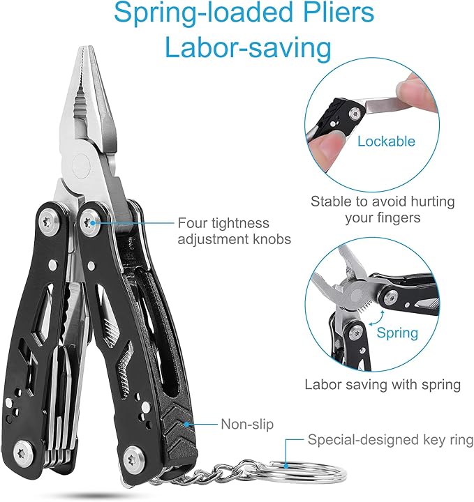 2PCS Bovgero Mini Multitool Pliers 15 in 1, Handmade Multi Tool Plier, Premium Keychain Multitool, Small Multi-tool, Birthday Father’s Day Gift for Men Him Husband Boyfriend Father Handyman