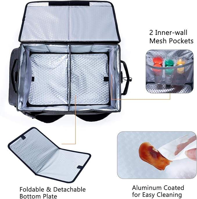 Large Grill Caddy with Lid β BBQ Organizer for Camping, Tailgating, RV, Boating β Grilling Gifts for Men β Collapsible Griddle Tote Bag with Shoulder Strap β Outdoor Essentials