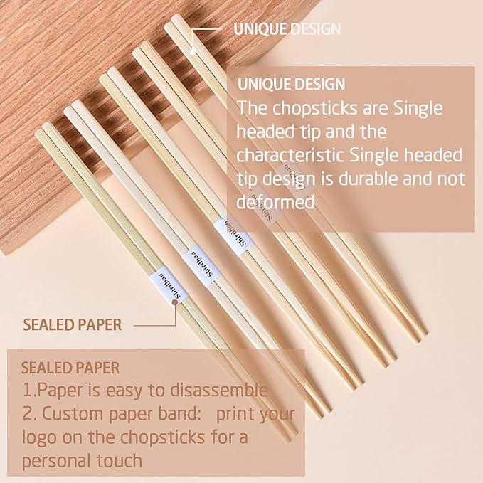 100 pairs disposable bamboo Chopsticks |Japanese Style With Paper Band Separated,9.45in for Sushi & Asian Dishes