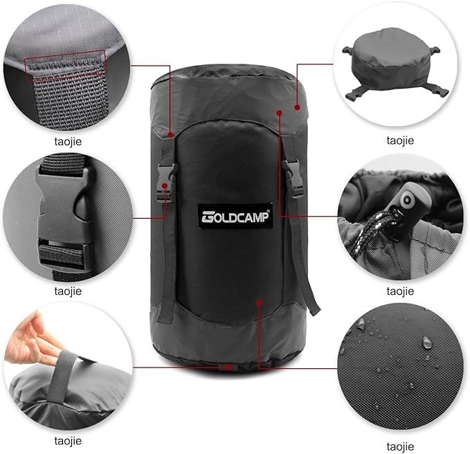 Outdoor Storage Stuff Sacks, Camping Gear Organizer (Black, L)
