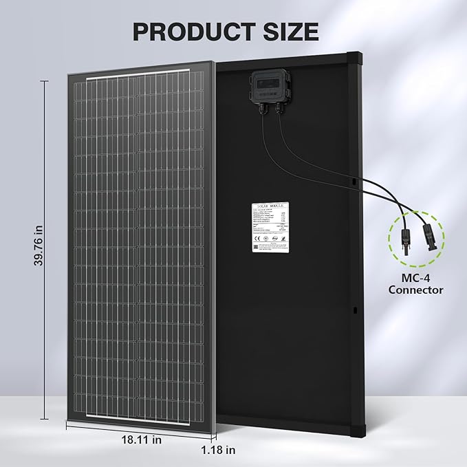 1000 Watt Solar Panels, 10Pcs 100W Monocrystalline 25% High-Efficiency 12V/24V Solar Panel for RV Camping Boat Home Farm Marine Battery and Other Off-Grid Applications