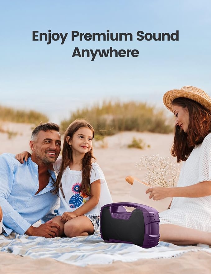 Houl Zallee IPX7 Waterproof Bluetooth Speaker, 40W Portable Wireless Speakers, 32H Playtime, Stereo Loud Sound, Deep Bass, with Handle, Bluetooth 5.0, Built-in Mic, for Party/Pool/Camping/Gifts