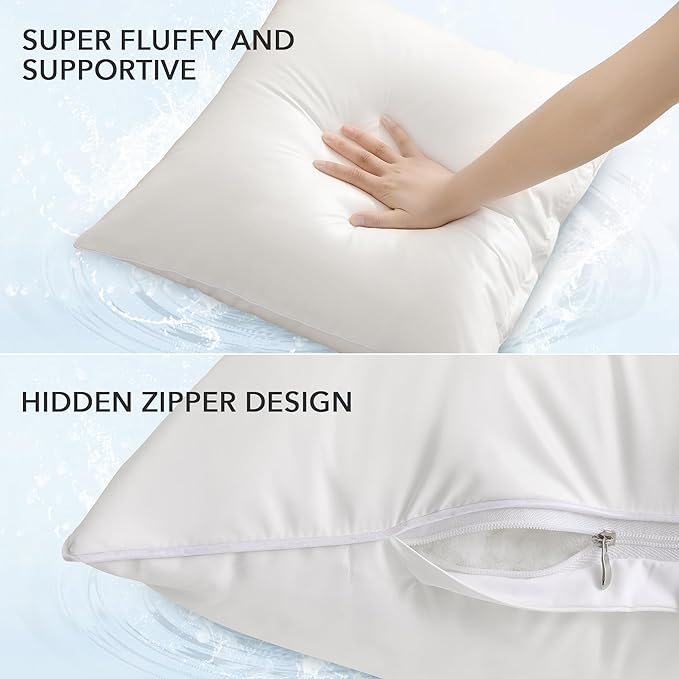 Oubonun 12x20 Outdoor Pillow Inserts (Pack of 2) - Square Waterproof Throw Pillow - Decorative Throw Pillows Insert for Couch Sofa Bed Patio Furniture - White Pillows
