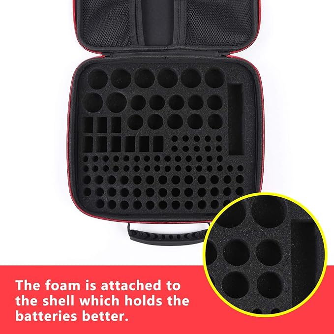 Battery Organizer Storage Case Box with Tester BT168 -for All Types Batteries Container, Fireproof & Waterproof Battery Keeper Caddy for Home Drawer, Small Cases Holder for AA AAA C D 9V (Holds 104+)