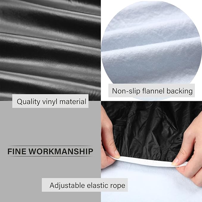 3 Pcs Picnic Table and Bench Fitted Tablecloth Cover for 6 Ft Table 30 x 72 Inch Vinyl Fitted Elastic Edges Waterproof Wipeable Tablecloth for Indoor Outdoor Travel Picnics Patio Camping (Black)