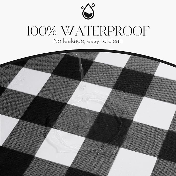MOSAYT Rectangle Vinyl Tablecloth, 100% Waterproof Buffalo Gingham Plastic Table Cloth, Heavy Duty Wipeable Table Covers for Picnic, Outdoor, Camping - 54 x 54, Black