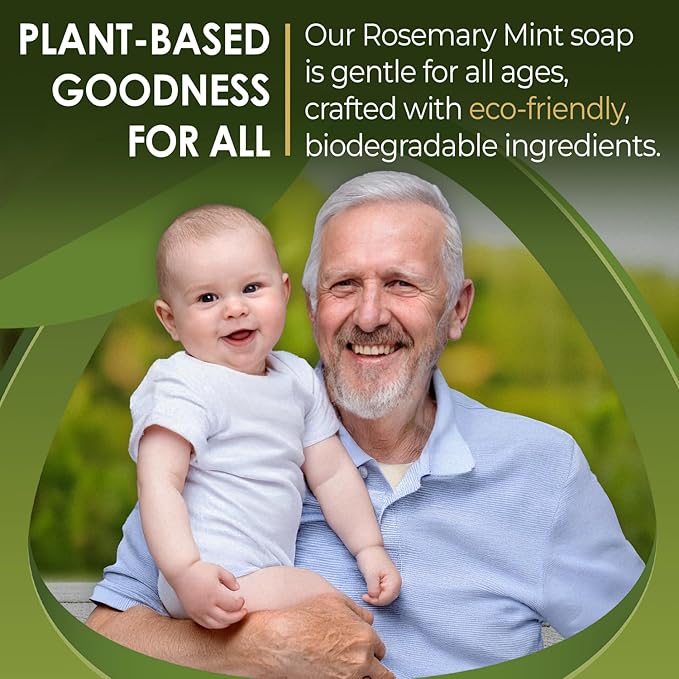 Rosemary Mint Bar Soap for Men and Women, Made with Organic Ingredients, Handmade in the USA, Moisturizing and Therapeutic for Face/Body, Soap Bar for Sensitive Skin