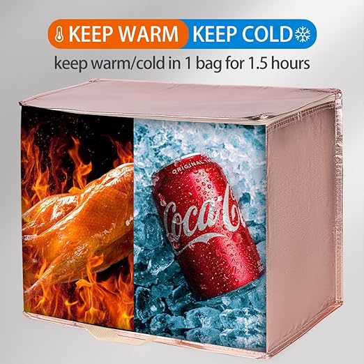 Bodaon 5-Pack Cooler Insulated Food Delivery Bag, Thermal Hot Pizza,X-Large Bags With Top Zippered for Grocery/DoorDash/Catering/Shopping, Large Cold and Frozen Door Dash Accessories, XL Tote, Gold