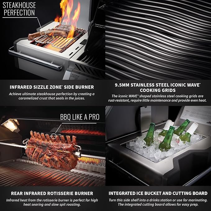 Napoleon PRO500RSIBNSS-3 Prestige PRO 500 RSIB Natural Gas Grill, sq.in, Stainless Steel
