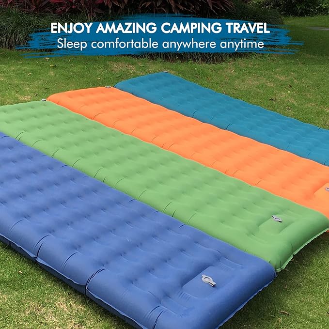 MEETPEAK Extra Thickness 5 inch Inflatable Sleeping Pad for Camping, Ultralight Compact Sleeping Mat Built-in Pump, Portable Camping Air Mattress for Tent Hiking Backpacking Traveling