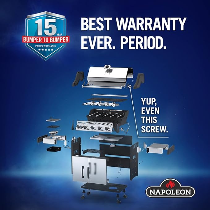 Napoleon Rogue 425 Natural Gas Grill with Range Side Burner, Black, 3 Stainless Steel Main Burners, Durable Heat Control
