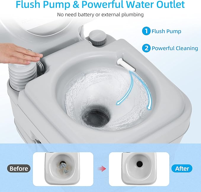YITAHOME 2.6 Gallon Portable Toilet for Camping, RV Travel Potty with Press Flush Pump, Anti-leak Seal Ring for Travel, Boating, Hiking, Trips
