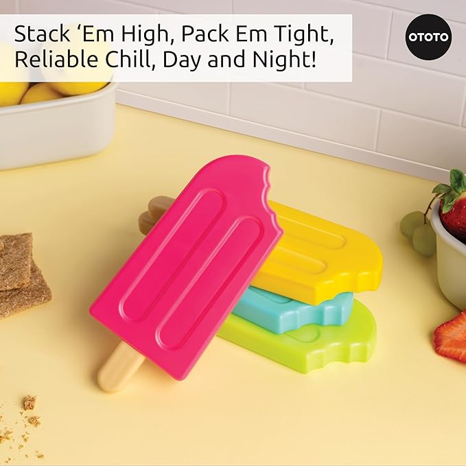 OTOTO New - Ice Pops Popsicle Ice Packs for Lunch Boxes - Funny Gifts, Cute Kitchen Accessories, Cool Kitchen Gadgets, White Elephant Gifts Kitchen Gifts, Reusable Ice Packs for Cooler Cold Packs