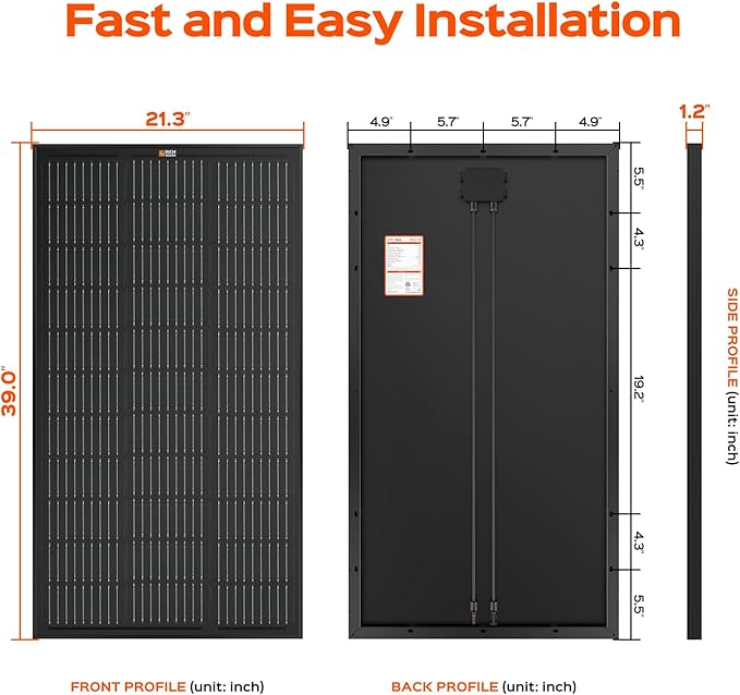 RICH SOLAR 200 Watt 12 Volt Monocrystalline Solar Panel 2 Pack of 9BB Cell 100W High Efficiency Solar Module Charge Battery for RV Trailer Camper Marine Off Grid All Black