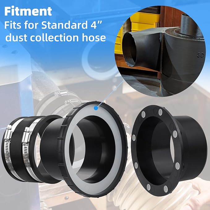 Magnetic Dust Collection Starter Kit for 4" Woodwork Shop Vacuums Dust Hose,One-to-Multi Magnetic Dust Collector System w/1PK Mag Port Connector+2Set 4” Couplers,Hookup Drum Sander Jointer Saw Planer