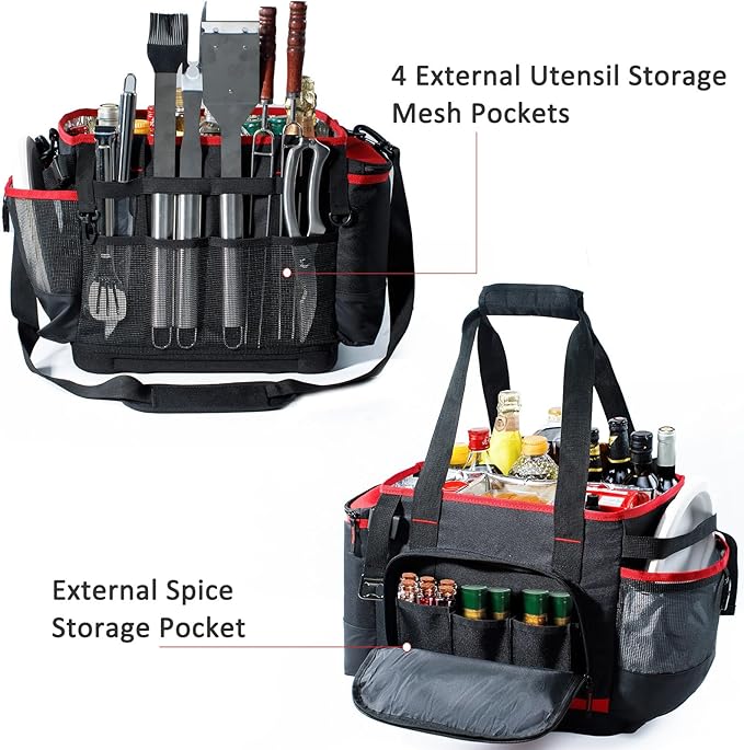 Large Grill Caddy with Hard Base - Blakstone BBQ Organizer, Picnic & Camping Utensil Caddy, Tailgating Essentials, Grill Gifts for Men