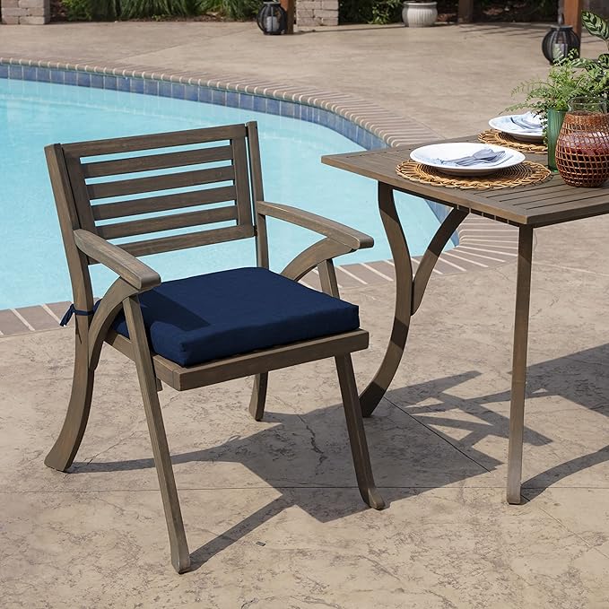 Arden Indoor/Outdoor Seat or Rocking Chair Cushion, 19 x 18, Water Repellent, Rain Proof, Fade Resistant Cushion for Rocking or Dining Chairs Sapphire Blue Leala