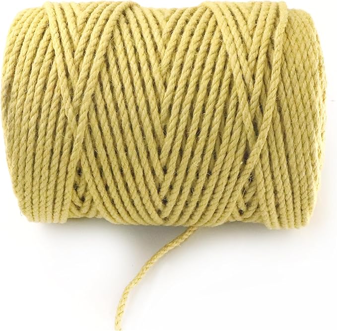 4mm x 500 Feet Yellow Jute Rope, Twine for Gardening Tomato Climbing Plant Tie Floristry Crafts Gift Wrapping Packing Decor