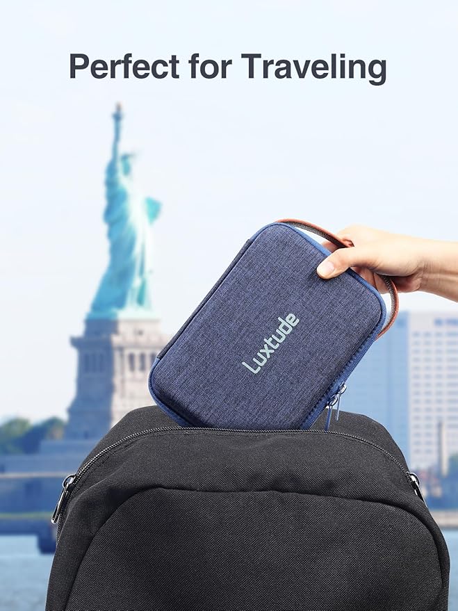 Luxtude Electronics Organizer Travel Case, Tech Organizers Travel Case, Hard Charger Organizers, Portable Cable Organizer, Travel Essentials for Charger/Mouse/Cash/Card/Pen, Tech Gifts