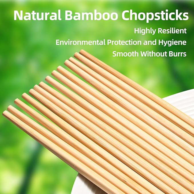 VIWIK 50 Pairs Premium Disposable Chopsticks - Individually Wrapped Natural Bamboo Reusable Chopstick - Japanese Korea Wooden Chop sticks, Portable Individually Wrapped chopsticks, 9 Inch