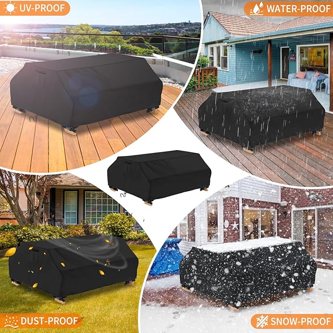 STARTWO Waterproof Picnic Table Cover Outdoor Patio Bench Covers for 6 ft Picnic Table Bench Set Windproof 70 / 72 Inch Black