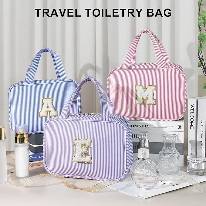 TOPEAST Travel Toiletry Bag - Hanging Toiletry Bag for Women, Large Capacity Personalized Travel Toiletry Bag and Makeup Bag, Portable Travel Organizer for Toiletries, Shampoo, Cosmetics - Letter C