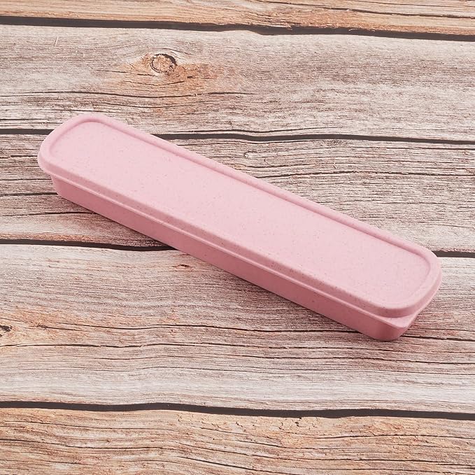 OriGlam 1pcs Portable Flatware Box Travel Tableware Storage Case Box, Utensil Case Flatware Storage Box for Cutlery Kit, 9.84 x 2.40 inch (Pink)