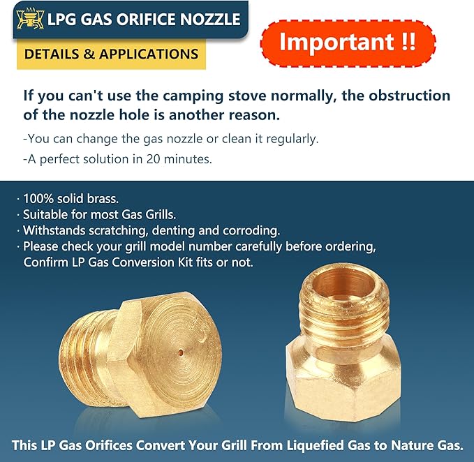 Piezo Ignitor Piezo Spark Ignition Kit Electrode lgniter and Brass Jet Nozzle Misting Nozzle LPG Gas Orifice Pipe Replacement for Camping & Backpacking Stove Burner Heater (4 Pack)