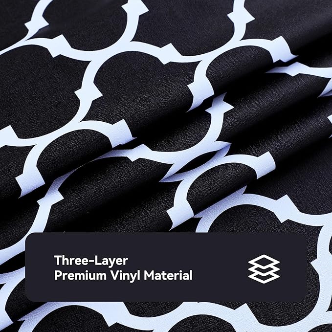 Romanstile Rectangle Plastic Tablecloth, 100% Waterproof Oil-Proof Checkered PVC Table Cloth, Heavy Duty Vinyl Table Cover for Dining, Camping, Picnic, Outdoor - 54 x 78 Inch, Moroco Black