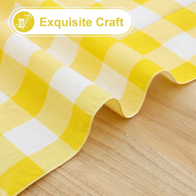 misaya Rectangle Waterproof Vinyl Table Cloth, Buffalo Flannel Backed Tablecloth, Wipeable Plastic Table Cover for Dinner, Kitchen, Outdoor (54" x 108", Yellow and White)