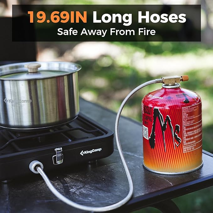 KingCamp 2 Burner Camping Stove,Portable Folding Stove with 20000 BTU,Backpacking Camp Stove for Outdoor Cooking,2 Adjustable Burners & Piezo Ignition for BBQ Hiking Backpacking Camping