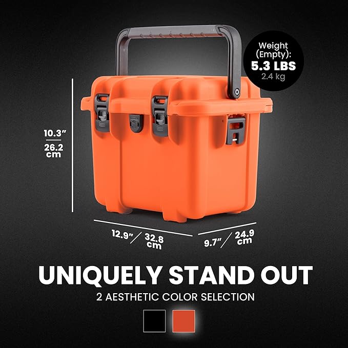 NANUK Trail 10-11.2L (3-Gallon) Waterproof Storage Box – Modular & Compact Cargo Case for Camping, Fishing, Hunting & Outdoor Storage – Dustproof and Impact Resistant (12.9” x 9.7” x 10.3”) – Orange