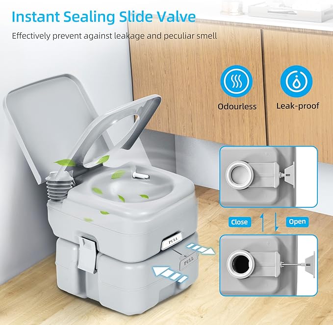 YITAHOME Portable Toilet 5.8 Gallon, Travel RV Porta Potty with T-Type Water Outlets, Anti-Leak,Press Water Pump for Camping, Boating, Hiking, Truck Travel, Trips