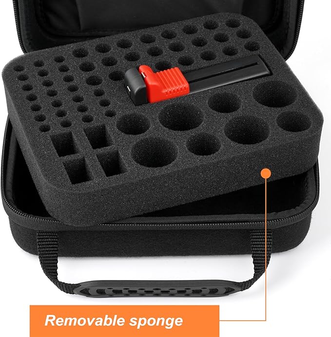 Hard Battery Organizer Storage Box, Battery Organizer Carrying Case Bag Holder Holds 60+ Batteries AA AAA C D 9V - with Battery Tester BT-168 (Batteries are Not Included)