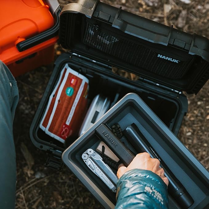 NANUK Trail 10-11.2L (3-Gallon) Waterproof Storage Box – Modular & Compact Cargo Case for Camping, Fishing, Hunting & Outdoor Storage – Dustproof and Impact Resistant (12.9” x 9.7” x 10.3”) – Orange